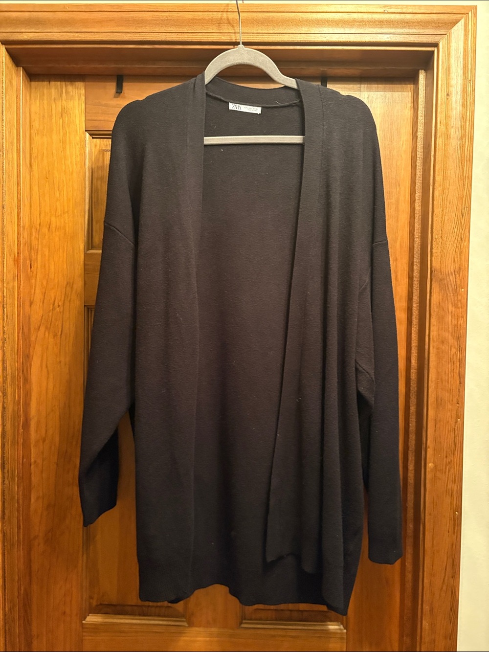 Zara Black Open-Front Knit Cardigan
